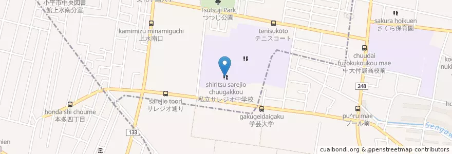 Mapa de ubicacion de 私立サレジオ中学校 en Japonya, 東京都, 小金井市.