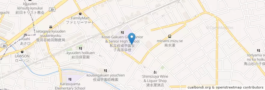 Mapa de ubicacion de 私立佼成学園女子中学校 en Japon, Tokyo, 世田谷区.