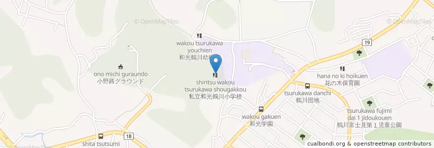 Mapa de ubicacion de 私立和光鶴川小学校 en 日本, 东京都/東京都, 町田市.