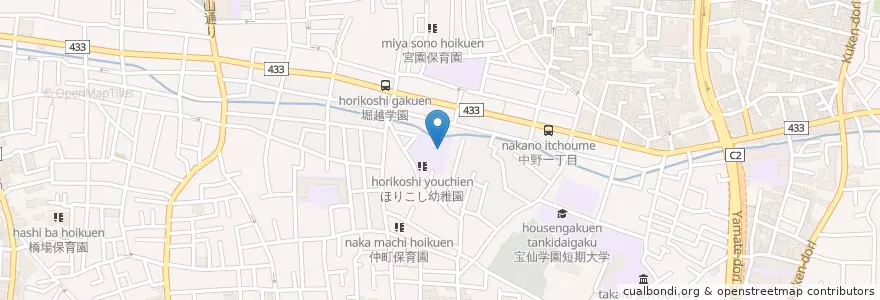 Mapa de ubicacion de 私立 堀越高等学校 en اليابان, 東京都, 中野区.