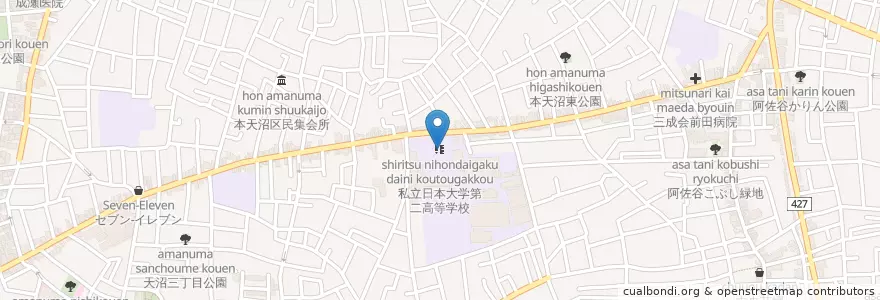 Mapa de ubicacion de 私立日本大学第二高等学校 en Giappone, Tokyo, 杉並区.