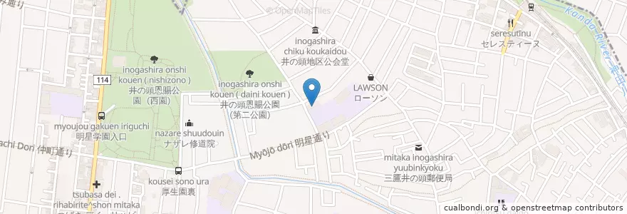 Mapa de ubicacion de 私立明星学園中学校 en Jepun, 東京都, 三鷹市.