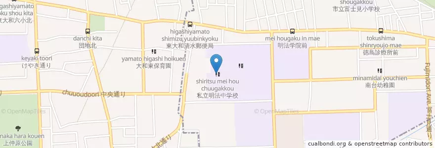 Mapa de ubicacion de 私立明法中学校 en Japon, Tokyo, 東村山市.