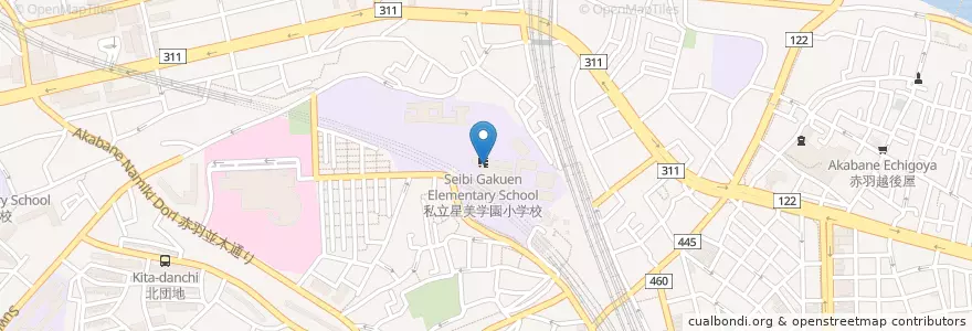 Mapa de ubicacion de Seibi Gakuen Junior High School en Japan, Tokyo, Kita.