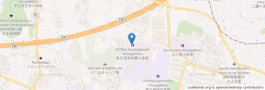 Mapa de ubicacion de 私立晃華学園小学校 en Japan, 東京都, 調布市.