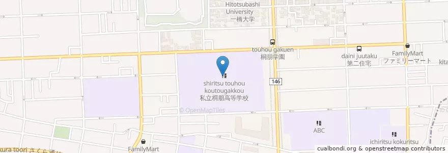 Mapa de ubicacion de 私立桐朋高等学校 en Japon, Tokyo, 国立市.