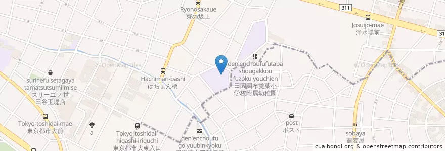Mapa de ubicacion de 私立田園調布雙葉高等学校 en Japão, Tóquio, 世田谷区.