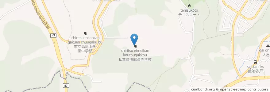 Mapa de ubicacion de 私立穎明館中学校 en Япония, Токио, Хатиодзи.