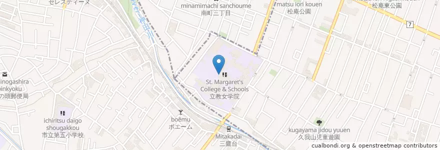 Mapa de ubicacion de 私立立教女学院小学校 en Japonya, 東京都.