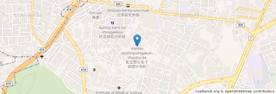 Mapa de ubicacion de 私立聖心女子学院高等科 en Japan, Tokio, 港区.