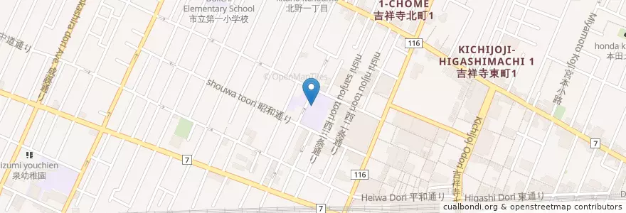 Mapa de ubicacion de 私立藤村女子中学校 en Japonya, 東京都, 武蔵野市.