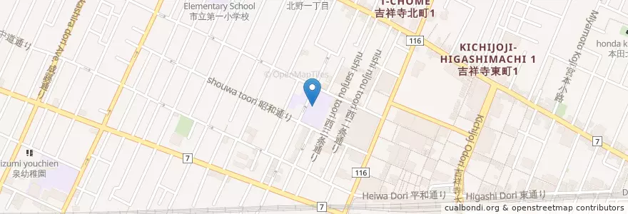 Mapa de ubicacion de 私立藤村女子高等学校 en ژاپن, 東京都, 武蔵野市.