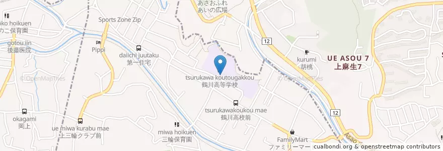 Mapa de ubicacion de 私立鶴川高等学校 en Japon, Tokyo, 町田市.