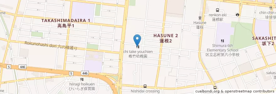 Mapa de ubicacion de 稚竹幼稚園 en Jepun, 東京都, 板橋区.