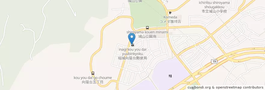 Mapa de ubicacion de 稲城向陽台郵便局 en Japonya, 東京都, 稲城市.