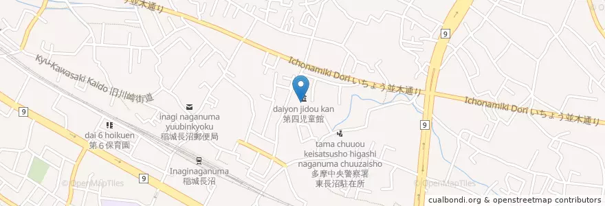 Mapa de ubicacion de 稲城市立第四図書館 en Japonya, 東京都.