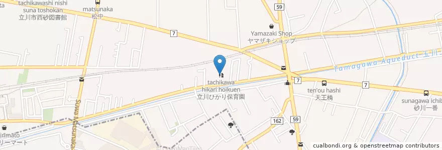 Mapa de ubicacion de 立川ひかり保育園 en 일본, 도쿄도, 立川市.