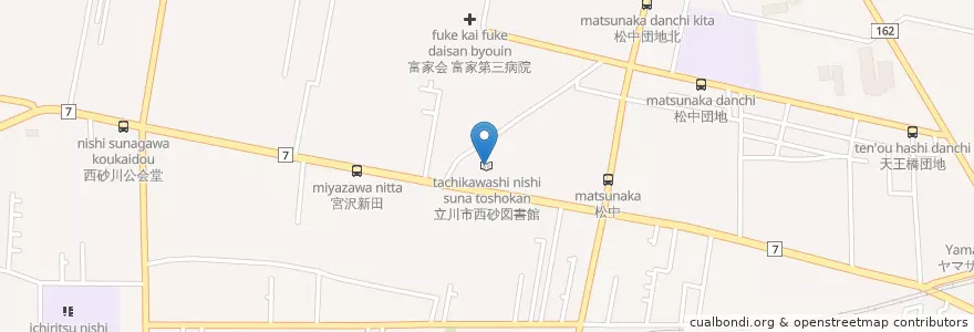 Mapa de ubicacion de 立川市西砂図書館 en Japon, Tokyo, 立川市.