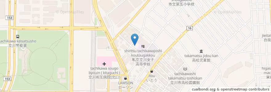 Mapa de ubicacion de 立川幼稚園 en Japan, 東京都, 立川市.