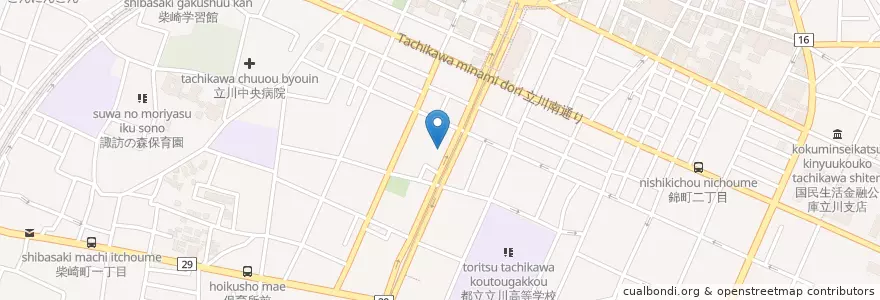 Mapa de ubicacion de 立川柴崎郵便局 en 日本, 東京都, 立川市.