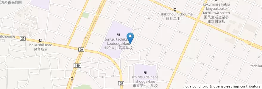 Mapa de ubicacion de 立川社会保険事務所 en ژاپن, 東京都, 立川市.