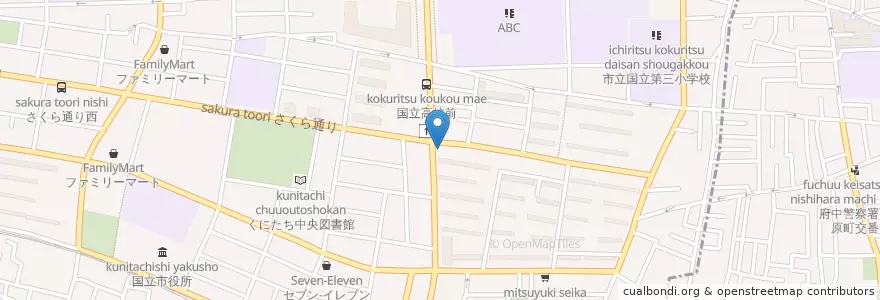 Mapa de ubicacion de 立川警察署富士見台交番 en Japan, 東京都, 国立市.