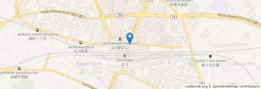 Mapa de ubicacion de 立川警察署立川駅北口交番 en Japonya, 東京都, 立川市.