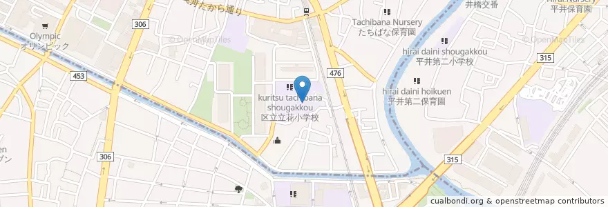 Mapa de ubicacion de 立花幼稚園 en Japan, 東京都, 墨田区.