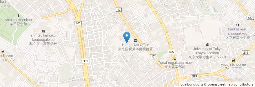 Mapa de ubicacion de 第一幼稚園 en ژاپن, 東京都, 文京区.
