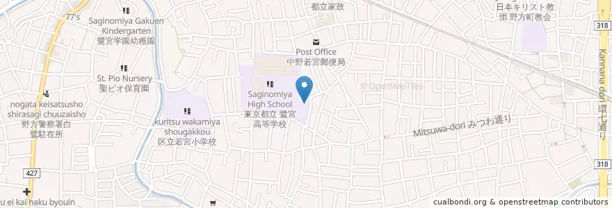 Mapa de ubicacion de 第一若宮幼稚園 en Japan, 東京都, 中野区.
