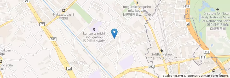 Mapa de ubicacion de 第二田道保育園 en Japão, Tóquio, 目黒区.