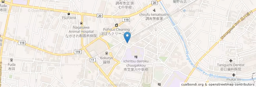 Mapa de ubicacion de 第五保育園 en 日本, 東京都, 調布市.