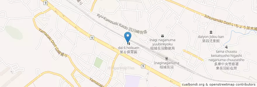 Mapa de ubicacion de 第６保育園 en 日本, 东京都/東京都, 稲城市.