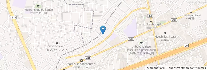 Mapa de ubicacion de 笹塚保育園 en اليابان, 東京都.