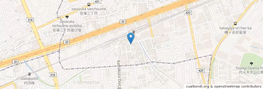 Mapa de ubicacion de 笹塚幼稚園 en ژاپن, 東京都, 渋谷区.