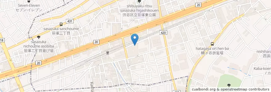 Mapa de ubicacion de 笹塚駅前郵便局 en Jepun, 東京都, 渋谷区.
