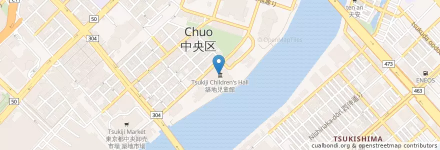 Mapa de ubicacion de 築地児童館 en 日本, 东京都/東京都, 中央区.