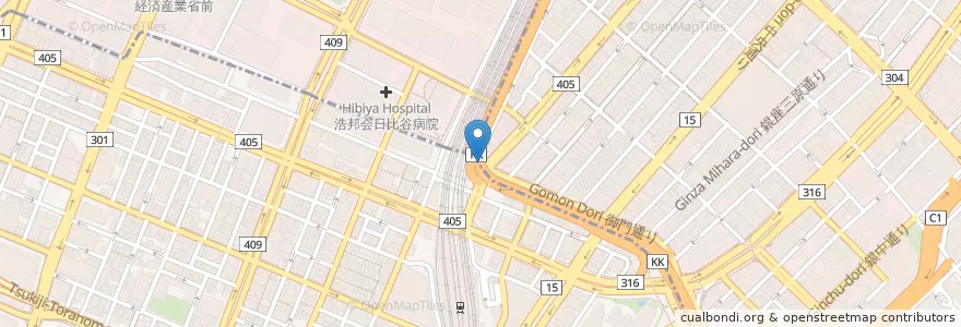 Mapa de ubicacion de 築地警察署土橋交番 en Япония, Токио.