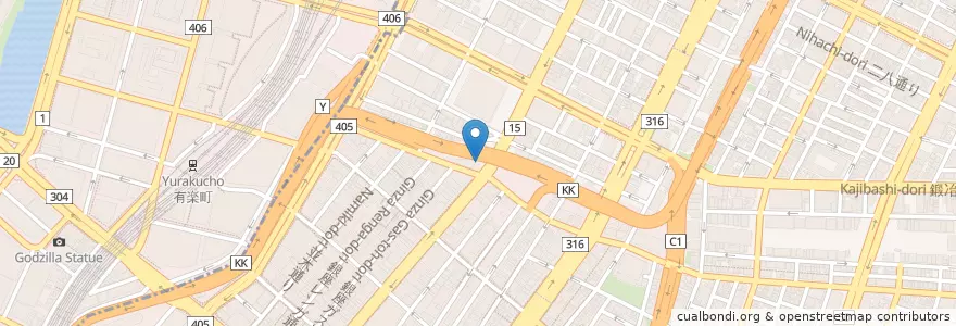 Mapa de ubicacion de 築地警察署銀座一丁目交番 en ژاپن, 東京都, 中央区.