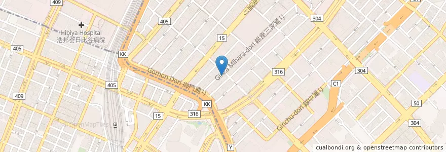 Mapa de ubicacion de 築地警察署銀座八丁目交番 en Jepun, 東京都.
