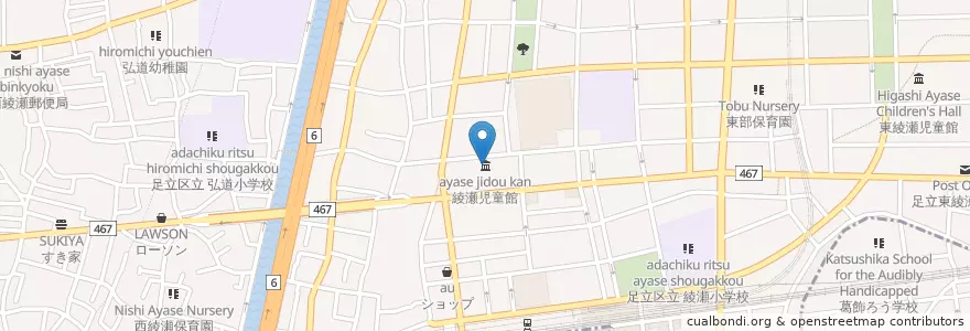 Mapa de ubicacion de 綾瀬児童館 en Япония, Токио, Адати.