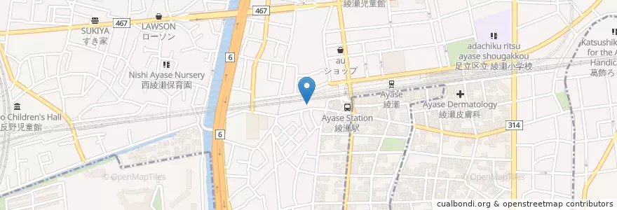 Mapa de ubicacion de 綾瀬警察署 綾瀬駅西口交番 en 日本, 东京都/東京都, 足立区.