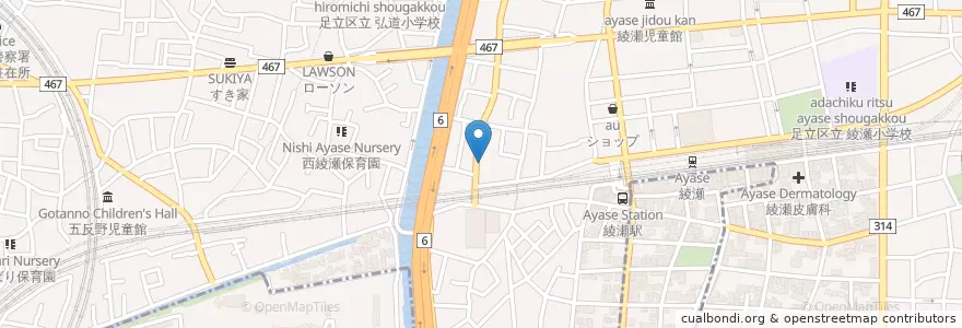 Mapa de ubicacion de 綾瀬駅前郵便局 en اليابان, 東京都, 足立区.