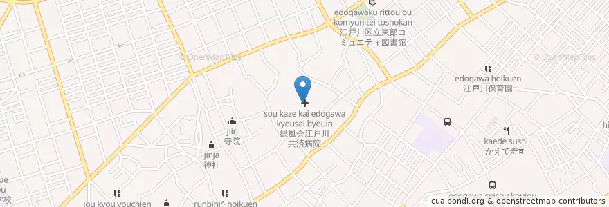 Mapa de ubicacion de 総風会江戸川共済病院 en ژاپن, 東京都, 江戸川区.