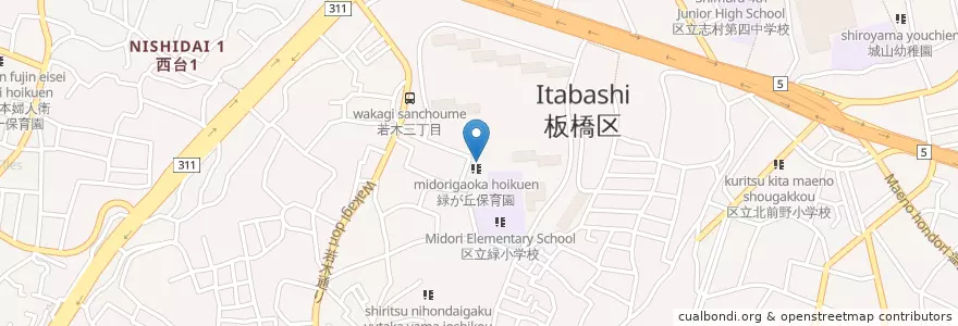 Mapa de ubicacion de 緑が丘児童館 en Japan, Tokio, 板橋区.
