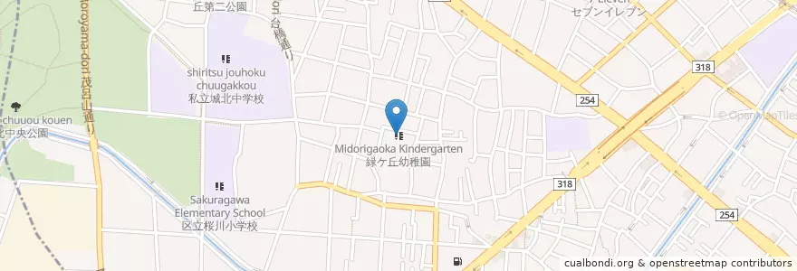 Mapa de ubicacion de 緑ケ丘幼稚園 en Japan, Tokio, 板橋区.