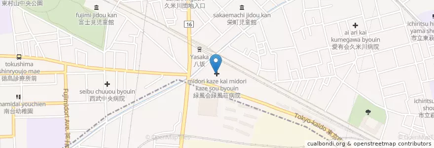 Mapa de ubicacion de 緑風会緑風荘病院 en ژاپن, 東京都, 東村山市.