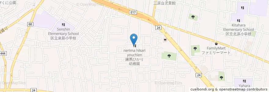 Mapa de ubicacion de 練馬ひかり幼稚園 en Japonya, 東京都, 練馬区.