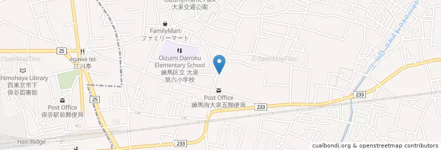 Mapa de ubicacion de 練馬南大泉五郵便局 en Japonya, 東京都, 練馬区.