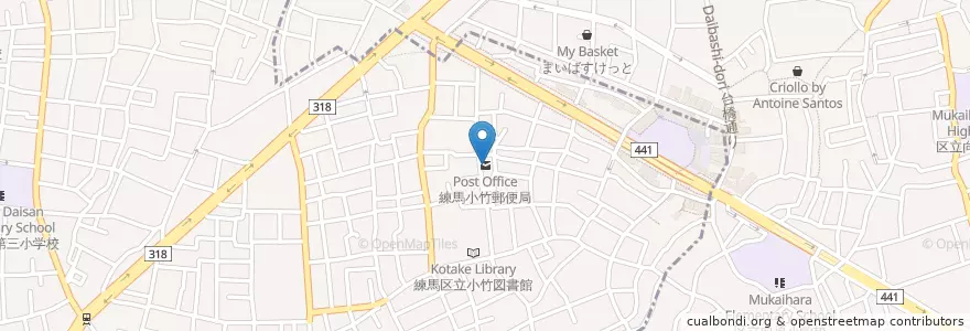 Mapa de ubicacion de 練馬小竹郵便局 en Japan, 東京都, 練馬区.
